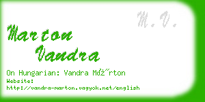 marton vandra business card